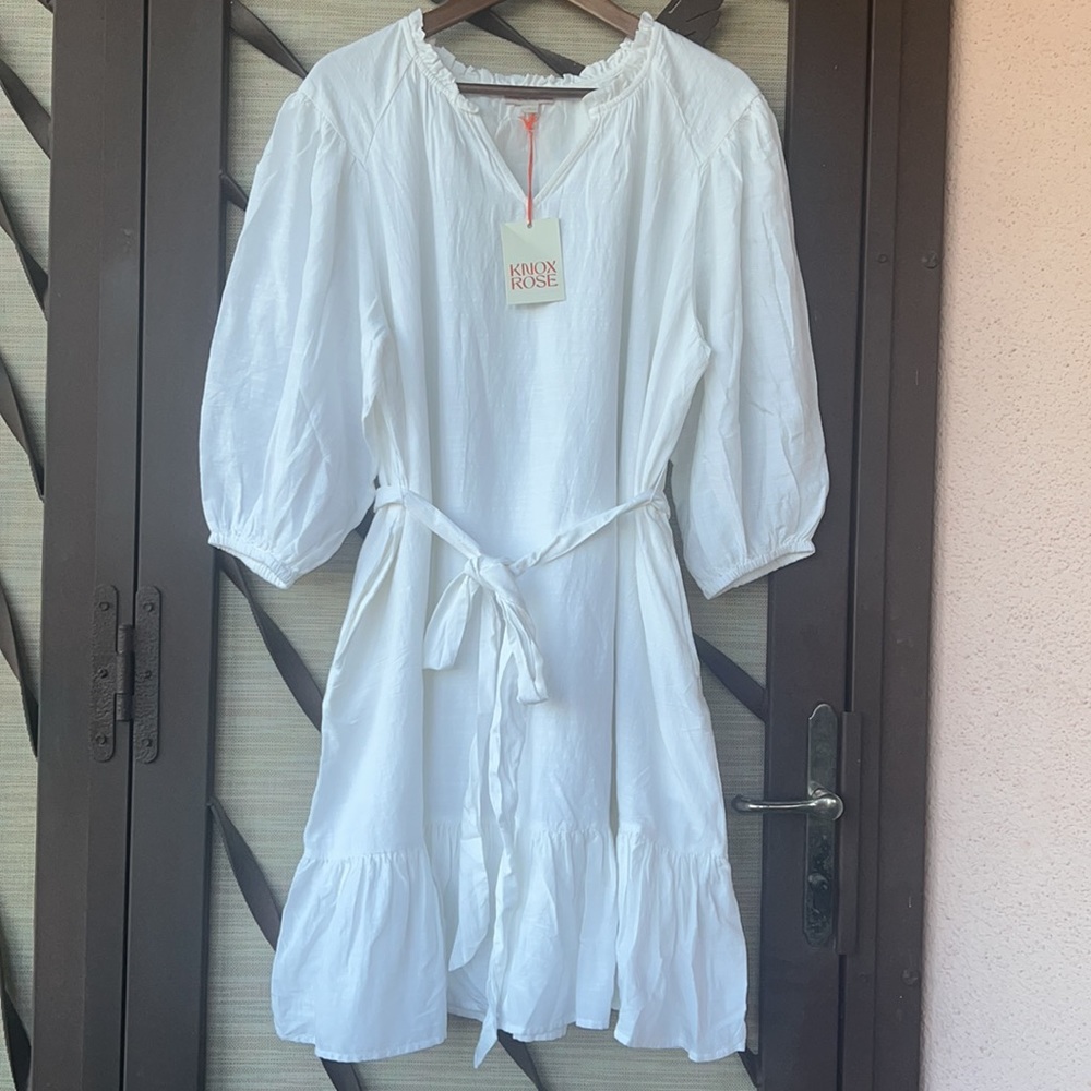 New White Knox Rose Mini / Midi Dress w/ POCKETS 😍